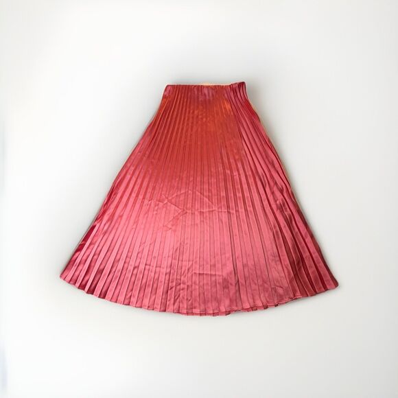ON 34th Dresses & Skirts - ON 34TH Pink Pleated Midi Skirt Women’s XS Satin A-Line Pull On